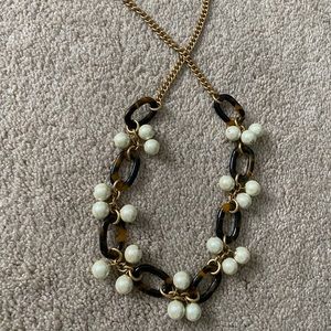 J crew tortoise and pearl long necklace